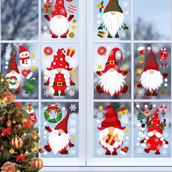 Tallon International Kerst Raamstickers, 4 Vellen, Kerst Gel Klampt - Decoraties (22002