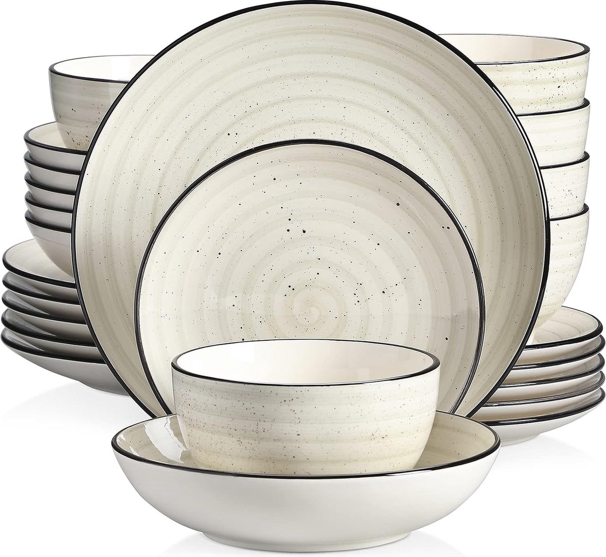Bonbon Tafelservies van aardewerk, 24-delige set, handbeschilderd combiservies voor 6 personen, vintage look