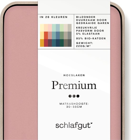 schlafgut Premium drap-housse M - 120x200 - 130x220, 95% de coton organique doux et 5% d’élasthanne, Purple Mid