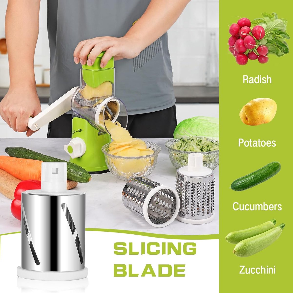 Machine à découper les légumes manuelle Round Drum Slicer