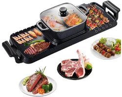 Happyment Elektrische BBQ Pan - Hotpot Electrisch - Koreaanse BBQ - Korean Grill - Party Pan - Anti Aanbak
