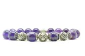 Beaddhism - Bracelet - Big Purple Triple Cachemire Caps Jing - Argent - 10 mm - 23 cm