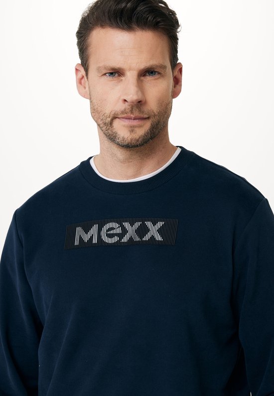 Crew Neck Sweater With Rubber Chest Mannen - Navy - Maat L