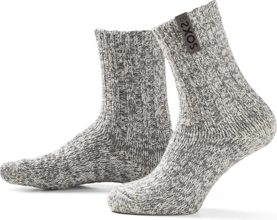 SOXS® Wollen sokken | SOX3627 | Grijs | Kuithoogte | Maat 42-46 | Antislip | Shadow label