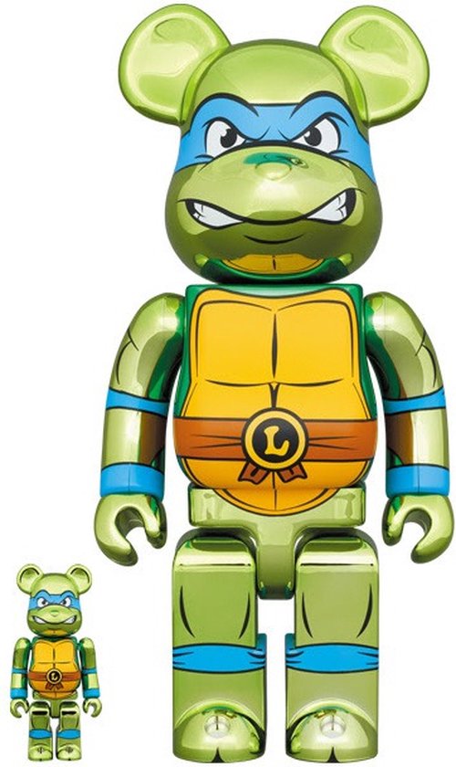 Set Bearbrick 400% et 100% - Leonardo Chrome (Teenage Mutant Ninja Turtles)