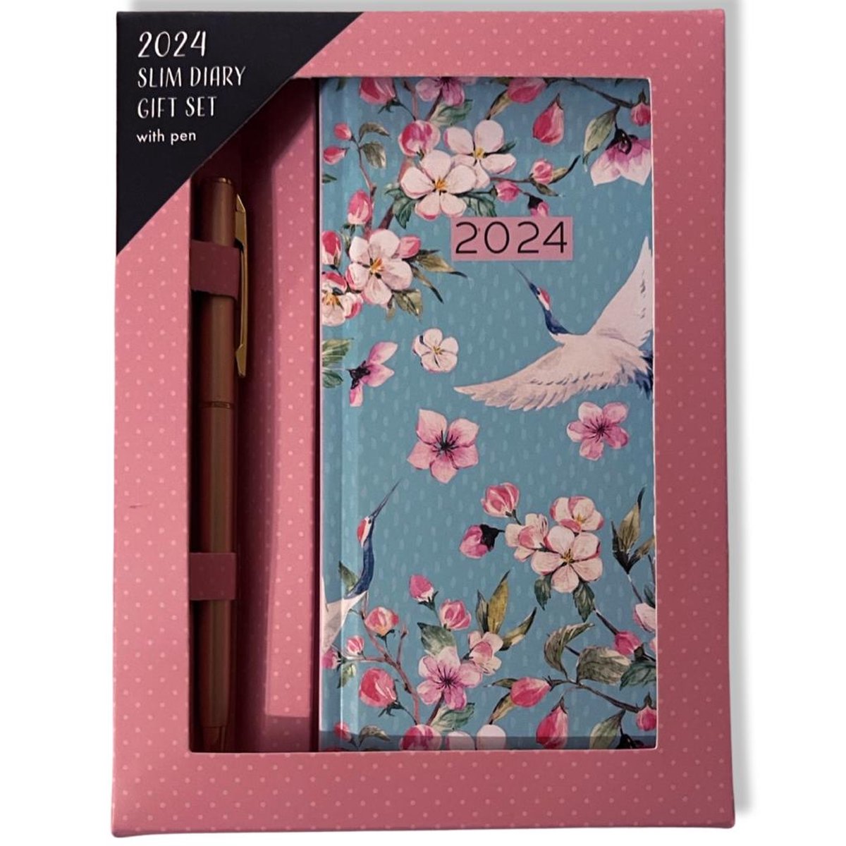 2024 Agenda Gift Set - Pocket weekagenda met pen Cadeauverpakking - 1wk/2p - 8x16cm - Bloemen