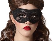Verkleed oogmasker - zwart - kant patroon - volwassenen - Halloween/gemaskerd bal