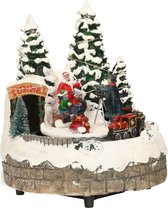 Christmas Decoration kerstdorp kersttafereel met rijdende trein 19 cm