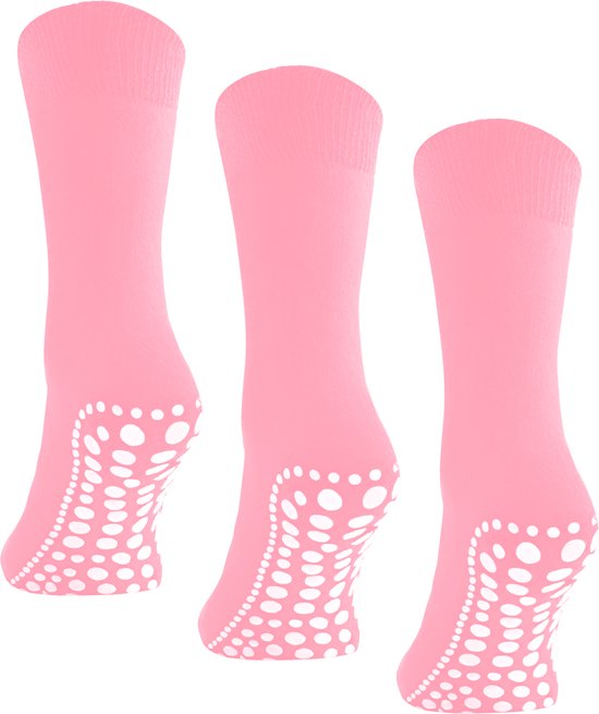 Huissokken anti slip - Antislip sokken - maat 43-46 - 1 paar - Licht Roze