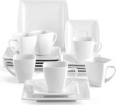 Bol.com Happyment Serviesset Deluxe - 6 Persoons - Porselein - 18 Delig - Bordenset 6 persoons - Bordenset 18 delig - Wit aanbieding