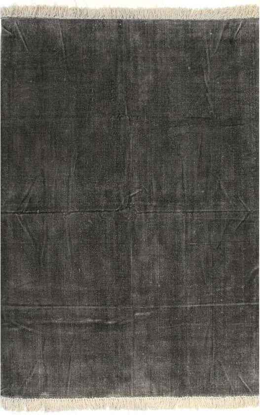 The Living Store Kelim tapijt - handgeweven 100% katoen - antraciet - 120 x 180 cm