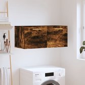 The Living Store Zwevende Wandkast - Gerookt Eiken - 80 x 36.5 x 35 cm - Bewerkt Hout