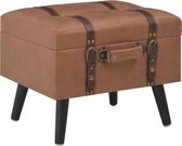 The Living Store Hocker - Kunstleer - 40x33x33cm - Met opbergruimte