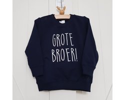 Sweater trui shirt voor kind - grote broer blauw Maat 98 - Big brother bro - Familie uitbreiding - Zwangerschap aankondiging hoera stoer ik word bekendmaking baby