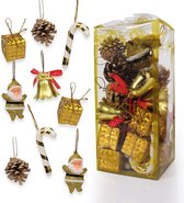 Kerstboomversiering, glanzende kerstballen, ornamenten met sleutelband, onbreekbare kerstballen, ornamenten, kerstdecoratieset, kerstboomdecoratie, goud