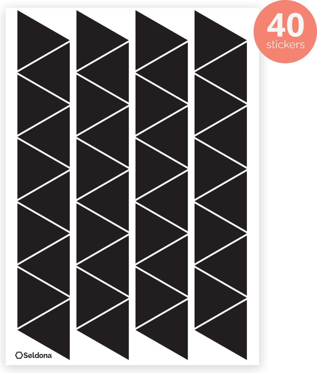 Seldona® Muurstickers kinderkamer Driehoekjes - Zwart wit Scandinavisch design - jongen / meisje - Babykamer (40 stuks)
