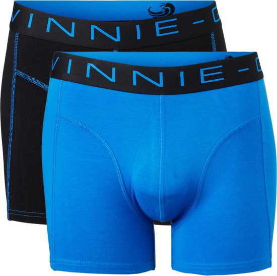 Vinnie-G Boxershorts 2-pack Black Blue /Blue - Maat L - Heren Onderbroeken Zwart/Blauw - Geen irritante Labels - Katoen heren ondergoed