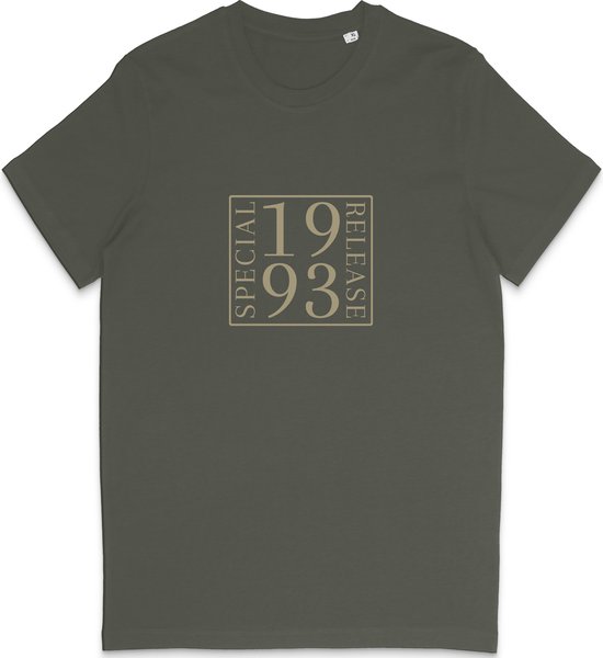 T Shirt Geboortejaar 1993 Heren Dames - Grafische Print Opdruk - Khaki Groen - Maat XL
