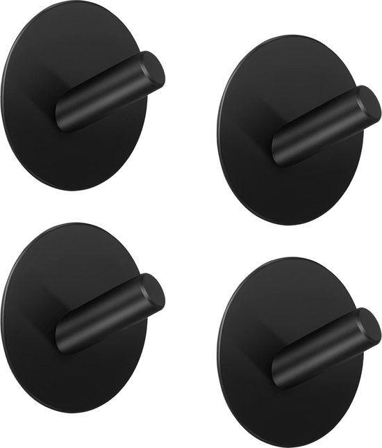 4 pièces crochets muraux ronds noirs crochets adhésifs crochets à  serviettes sans