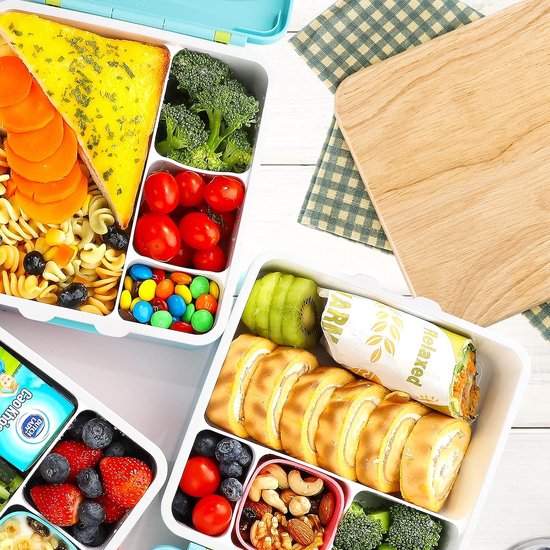 WuGU Kinderlunchbox met vakken, 1300 ml Kinderlunchbox met 5 vakken