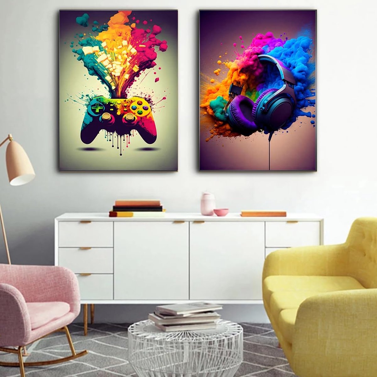 2pcs, Gamer Controller Cool Gaming Wall Poster, Home Decor, Canvas  Painting, For Living Room Porch Home Decoration 15.7*23.6in/40cm*60cm  Frameless