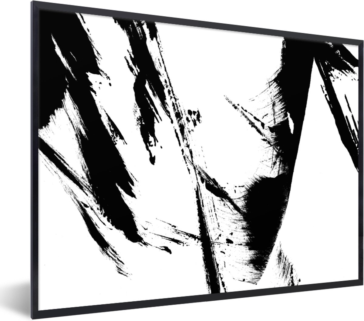 Fotolijst incl. Poster - Verf - Zwart - Abstract - 40x30 cm - Posterlijst