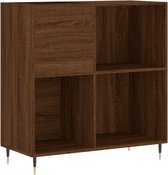 vidaXL - Platenkast - 84,5x38x89 - cm - bewerkt - hout - bruin - eikenkleur