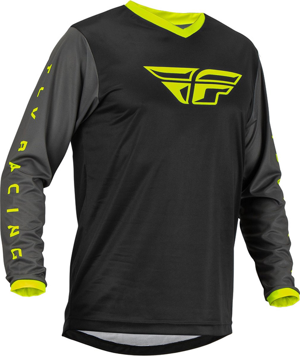 Fly Racing MX Jersey F-16 Black Grey Hi-Vis S - Maat -