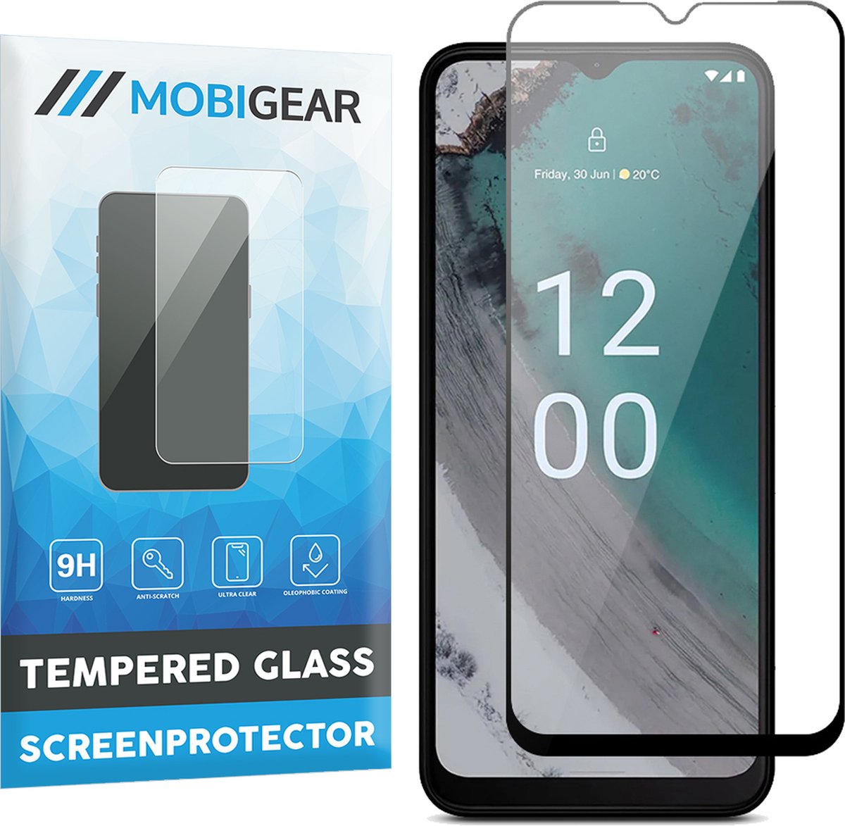 Mobigear Screenprotector geschikt voor Nokia C32 Glazen | Mobigear Premium Screenprotector - Case Friendly - Zwart