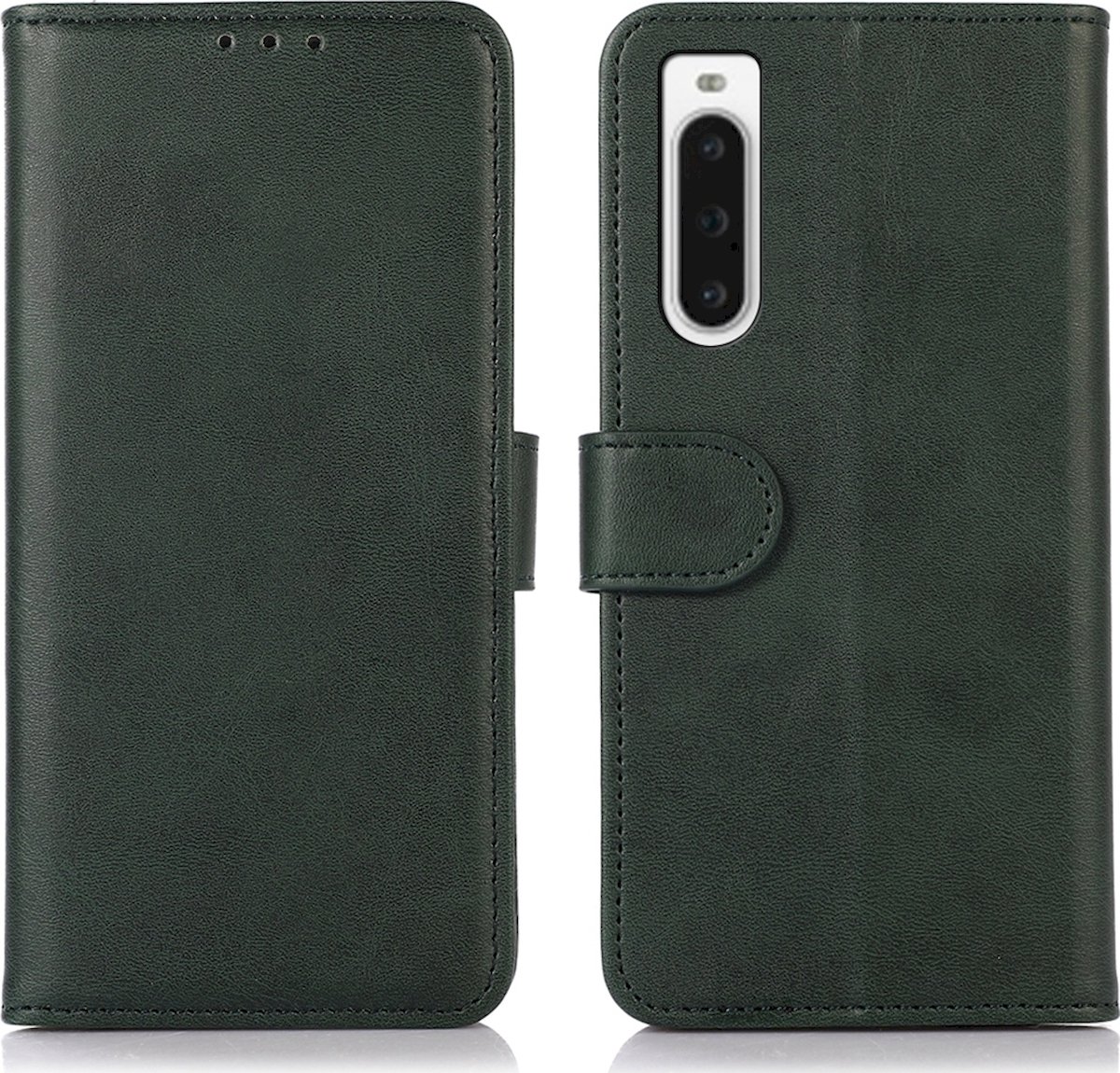 Mobigear Telefoonhoesje geschikt voor Sony Xperia 10 V Hoesje | Mobigear Wallet Bookcase Portemonnee | Pasjeshouder voor 2 Pasjes | Telefoonhoesje voor Pinpas / OV Kaart / Rijbewijs - Groen