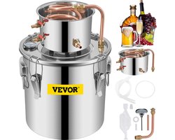 VEVOR Water Wijn Distilleerder, 2,5 Gal Water Brouwen Kit, Roestvrijstalen Splinte Moonshine Still, Koperen Buis Alcohol Distilleerder Spirits Kit, Ingebouwde Thermometer Voor Diy Whisky Wine Brandy