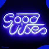 Neon Lamp - Good Vibes Blauw - Incl. Ophanghaakjes - Neon Sign - Neon Verlichting - Neon Led Lamp - Wandlamp