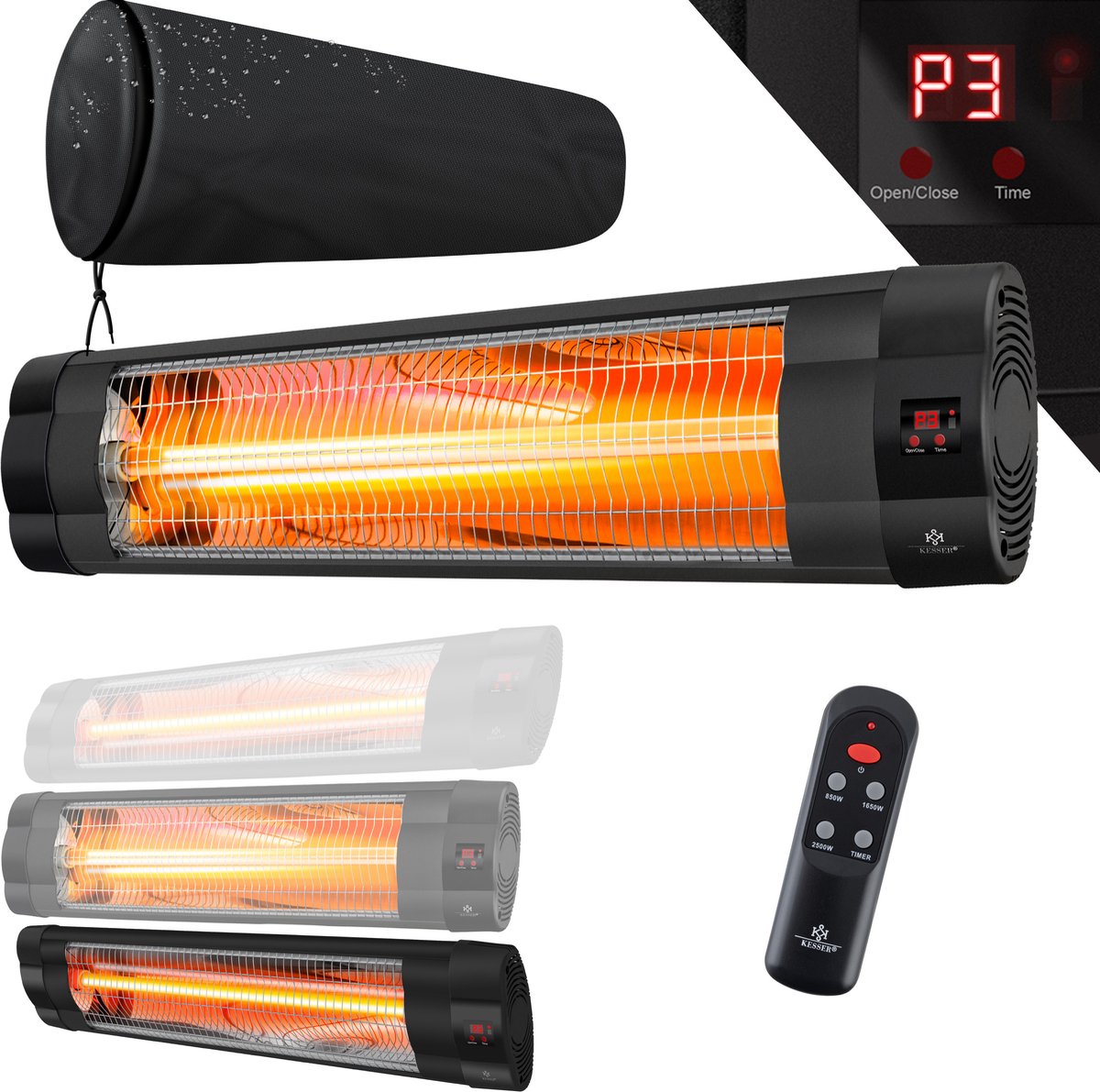 Staande Infraroodstraler 2500W – Koolstofverwarming – Stil En Efficiënt – Voor Binnen En Buiten