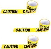 3x Caution afzetlinten 30 meter - 3 rollen markeer/waarschuwing linten