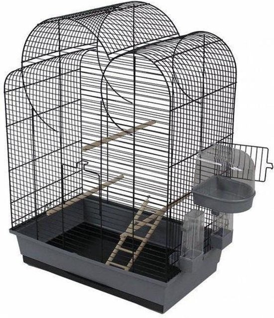 Vogelkooi Duvo Eliza grijs met zwart - Vogelkooi voor parkieten en kanaries - Kooien - Vogelkooien