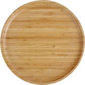 Herbruikbare bamboeborden, 100% bamboeborden, ronde houten borden, bamboeplaten, bamboe-decoratie, platte borden, serviesset, houten borden, herbruikbare borden, set van 4 x 30 cm