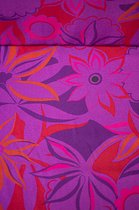 Viscose met rode, roze en paars bloemen 1 meter - modestoffen voor naaien - stoffen
