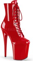 Pleaser - FLAMINGO-1020 Plateau Laarzen, Paaldans schoenen - Paaldans schoenen - 42 Shoes - Rood