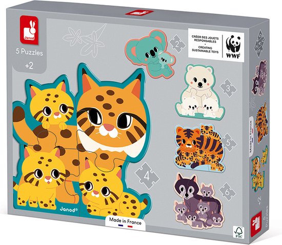Janod WWF - Set Met 5 Dierenpuzzels