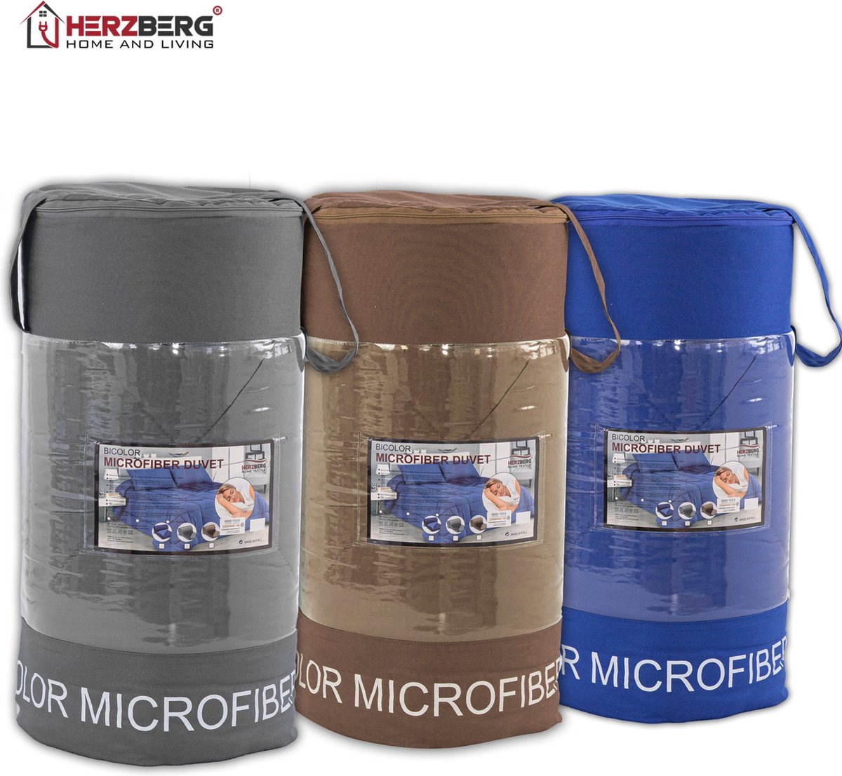 Herzberg HG-2420BCO: tweekleurig microvezel dekbed - 240x200cm bruin