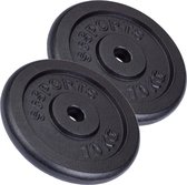 ScSPORTS® - Gietijzeren gewichtsschijven - Duurzaam - Thuisfitness - Set van 2x 10kg Halterschijven Totaalgewicht: 20kg - Zwart