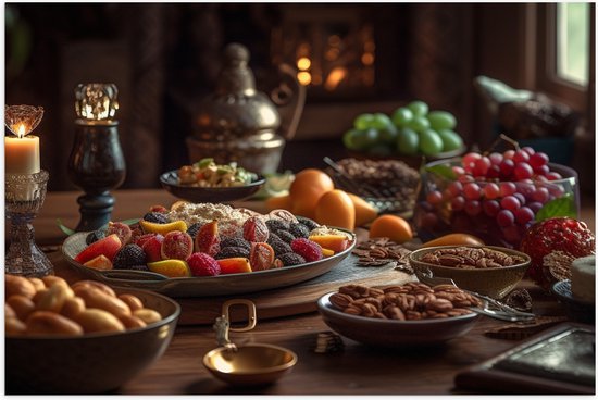 Poster Glanzend – Eten - Fruit - Ramandan - 75x50 cm Foto op Posterpapier met Glanzende Afwerking