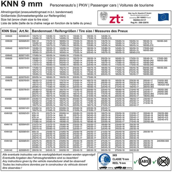 Chaine neige Carpoint KNN 100 - 9 mm