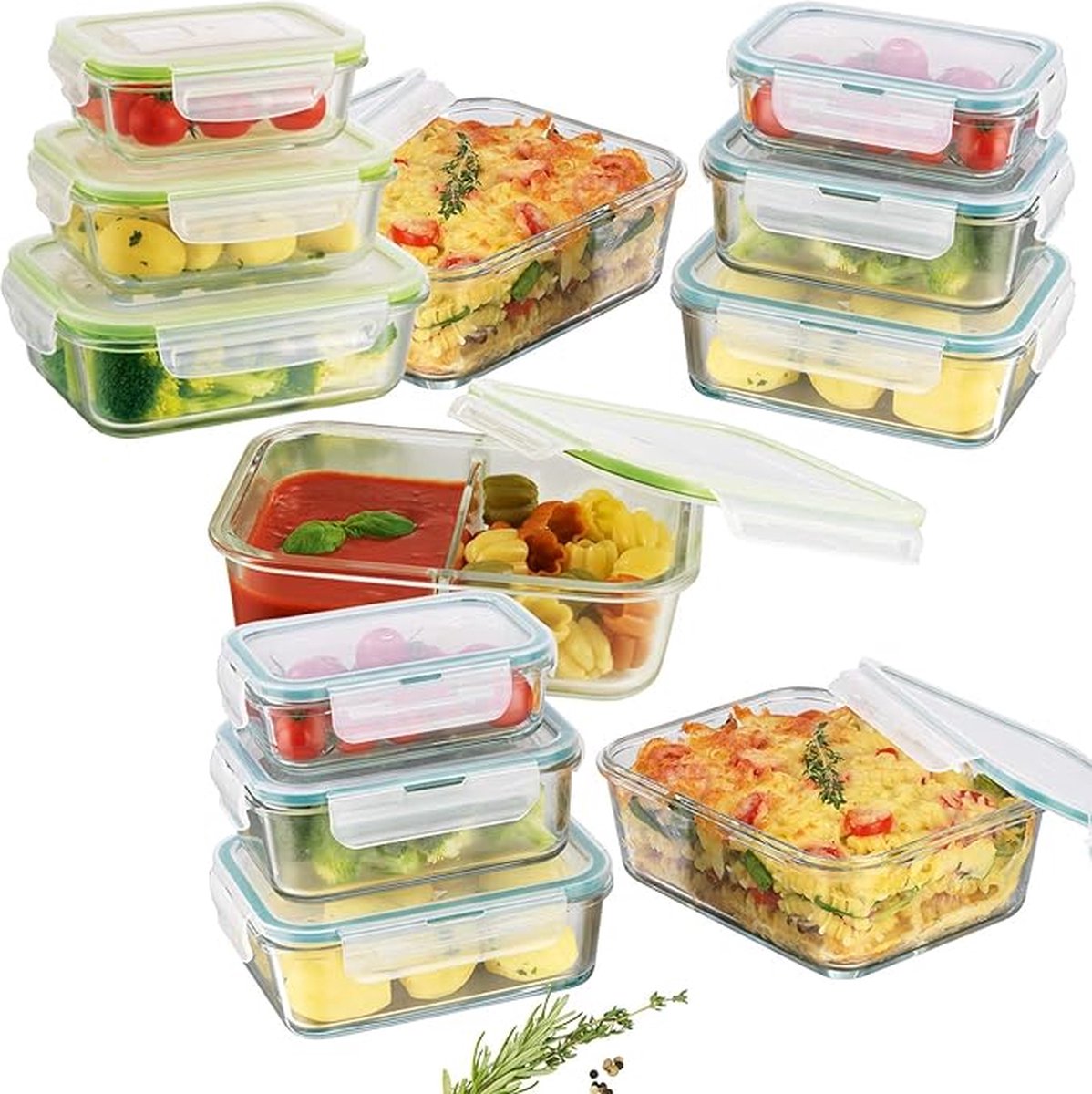 Voedselopbergcontainers - Set of Glass Food Storage Containers