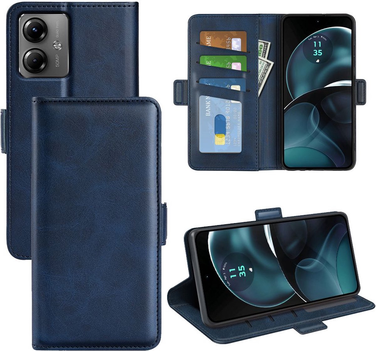 Étui Portefeuille SEAHAI Pour Motorola Moto G14 - Cuir Synthétique, Poche Cartes