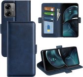 Motorola Moto G14 Hoesje - MobyDefend Luxe Wallet Book Case (Sluiting Zijkant) - Blauw - GSM Hoesje - Telefoonhoesje Geschikt Voor Motorola Moto G14