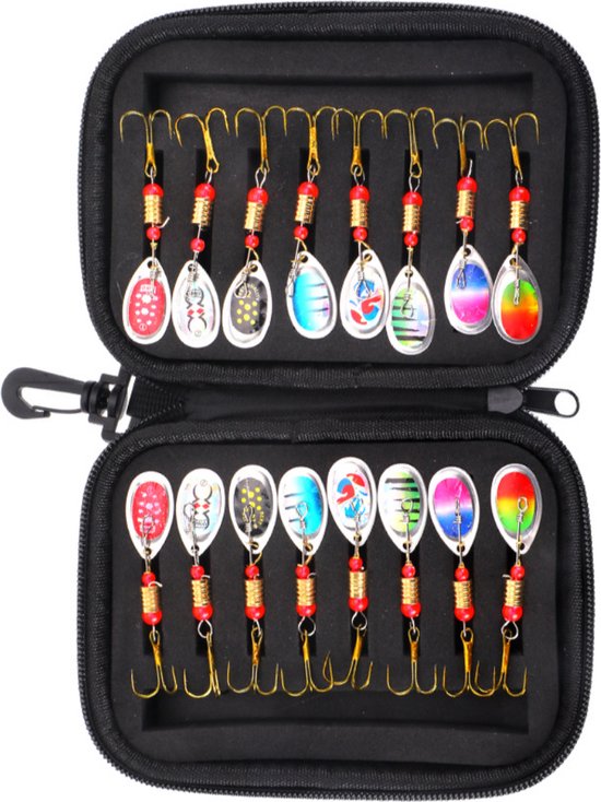 Vis accessoires set – Kunstaas – 16 delig – Kunstaas set – Spinner set – Blinkers voor snoek en baars – Vissen – Hengelsport