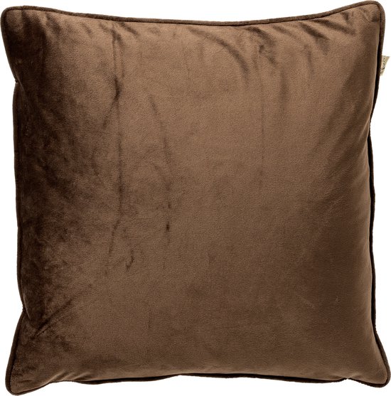 Dutch Decor FINN - Housse de coussin 45x45 cm - velours - idéal basique - Chocolate Martini - marron - avec fermeture éclair