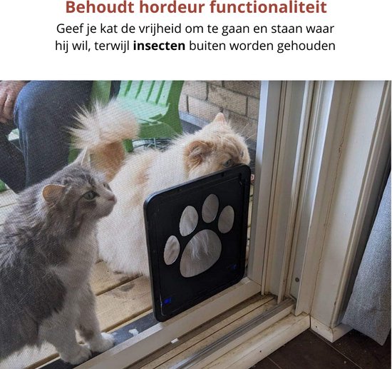 Kattenluik voor Hordeur (29 x 24cm) - Hondenluik Hordeur - Binnendeur - Merkloos
