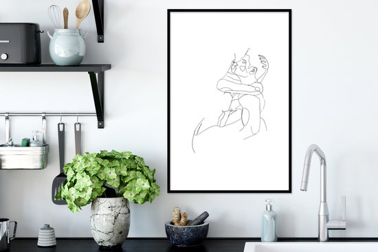 Fotolijst incl. Poster - Line art - Liefde - Passie - 40x60 cm - Posterlijst